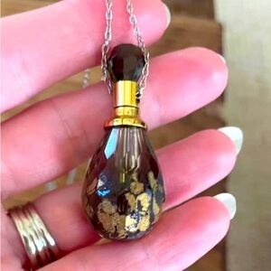 Smoky crystal essential oil vial necklace